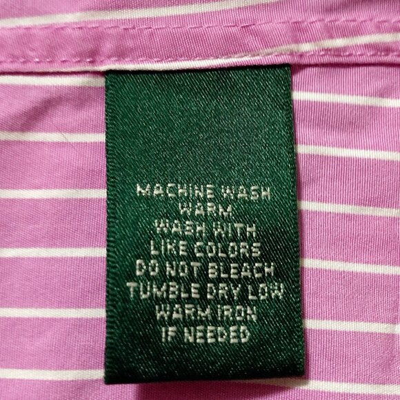 RALPH LAUREN Pink white vertical striped button-down shirt ~ SMALL MEDIUM blouse - Picture 11 of 12